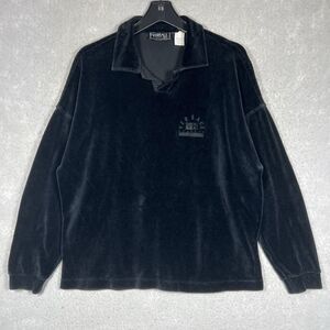 Vintage Versace Classic V2 Velour Shirt Men’s Size Large Black Long Sleeve